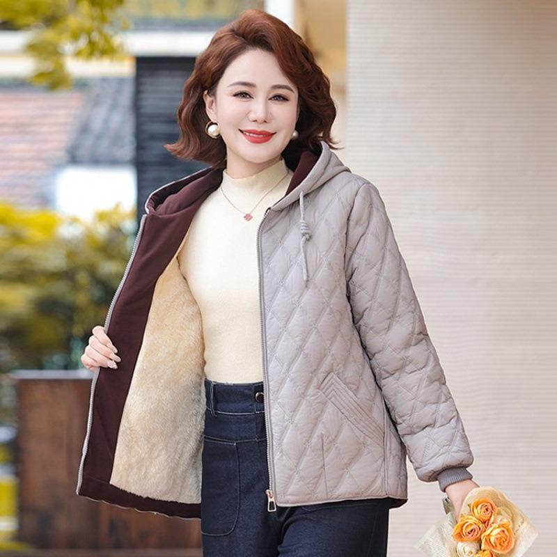 Winter Cotton Coat Women's Autumn and Winter Hooded Cotton-padded Coat Noble Short Velvet Top