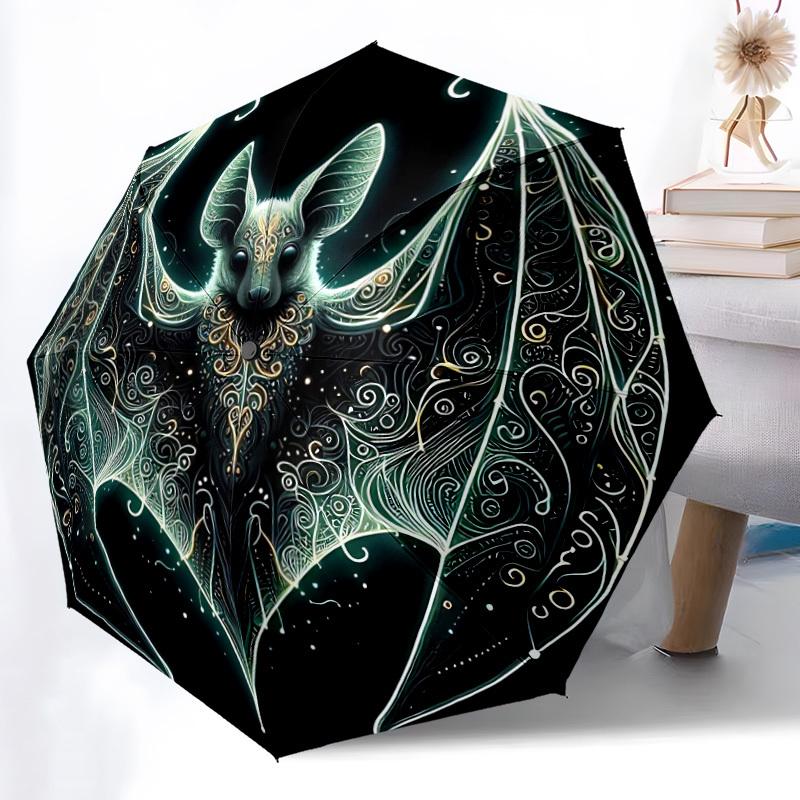 1pc Bat Wings Automatic Folding Umbrella, Lightweight Retractable Compact Travel Umbrella, 8-Rib Sturdy Frame090