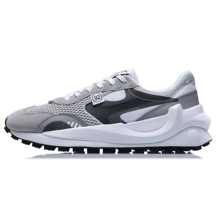 New LiNing Cushioned Anti Slip Wear Resistant Breathable Lightweight Low Top Casual Running Shoes Men's Gray White Black AGCR039-1