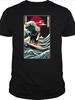 Bernese Mountain Dog Surfing Kanagawa Wave Japanese Art Pattern T-Shirt