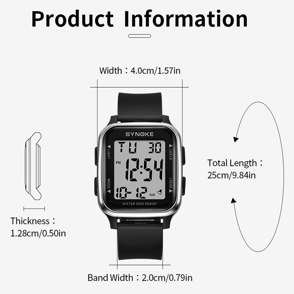 Watch Men Black Sport Digital Watches 50M Waterproof For Men Large Screen Display Watch Reloj Hombre