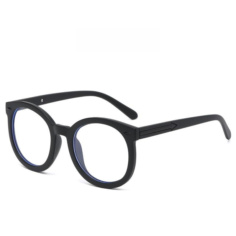 Black Frame Blue Light Blocking Glasses With Round Shape For Stylish Face Framing