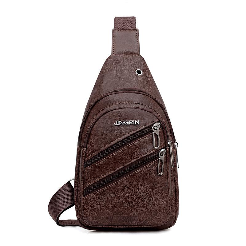PU Breast Bag Men's Korean Version Tide Casual Outdoor Small Backpack Fashion Men's Shoulder Fanny Pack Messenger Bag Tide Spot Wholesale
