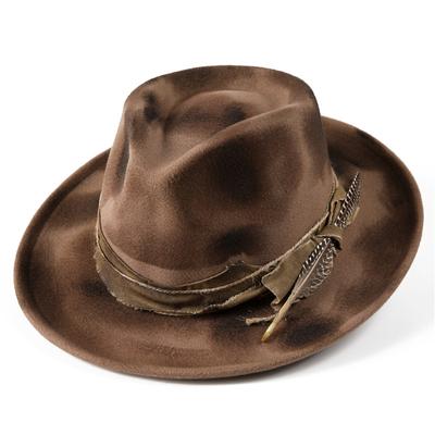 Fire Hat Burst Wind American Retro Jazz Hat Top Hat Fashion Burned Woolen Hat Unisex Personality