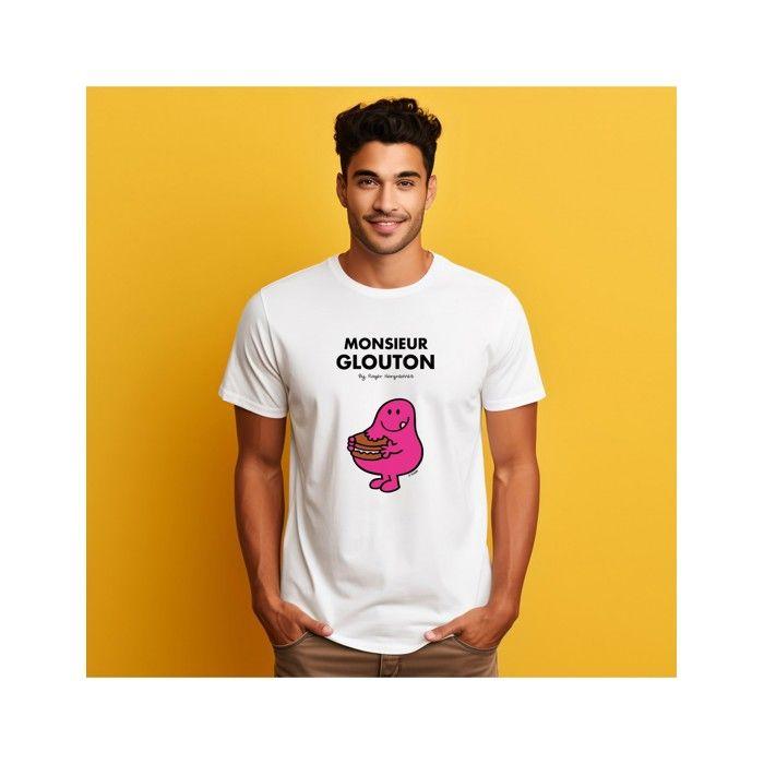 T-shirt homme - Monsieur Madame - Monsieur Glouton - Blanc - Coton Bio - Manches courtes