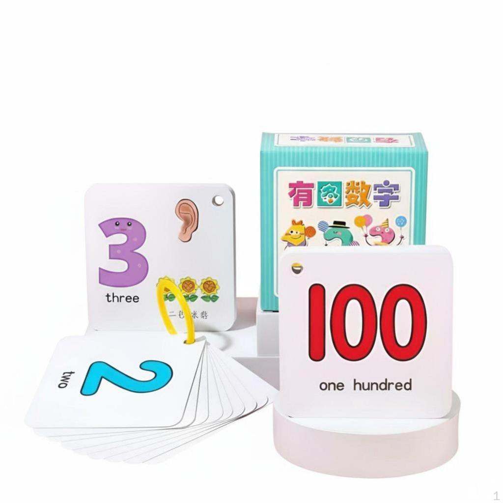 Kids Number Learning Cards, Bilingual Cartoon Early Education
