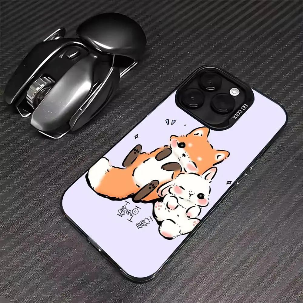 Cartoon Animals Bear Fox Phone Case For iPhone 17 16 15 14 13 12 11 Pro Max XS Max 7 8 Plus Shockproof Silicone Matte Cover