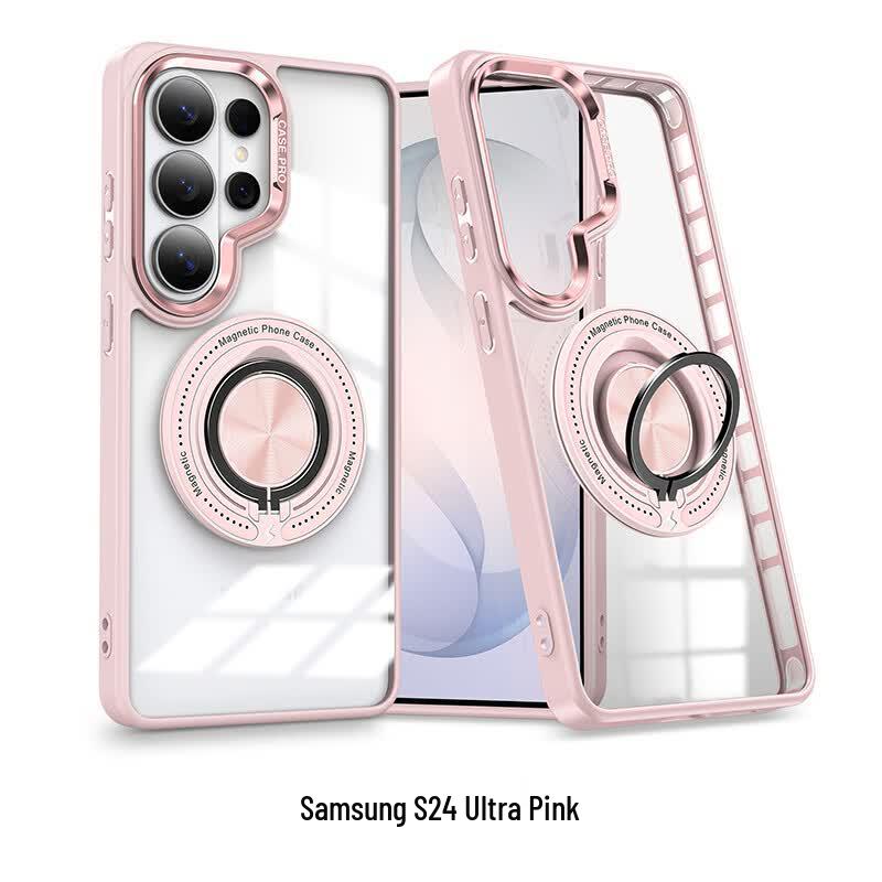 CAXITON Samsung S24 Ultra Magnetic Ring Stand Clear Phone Case