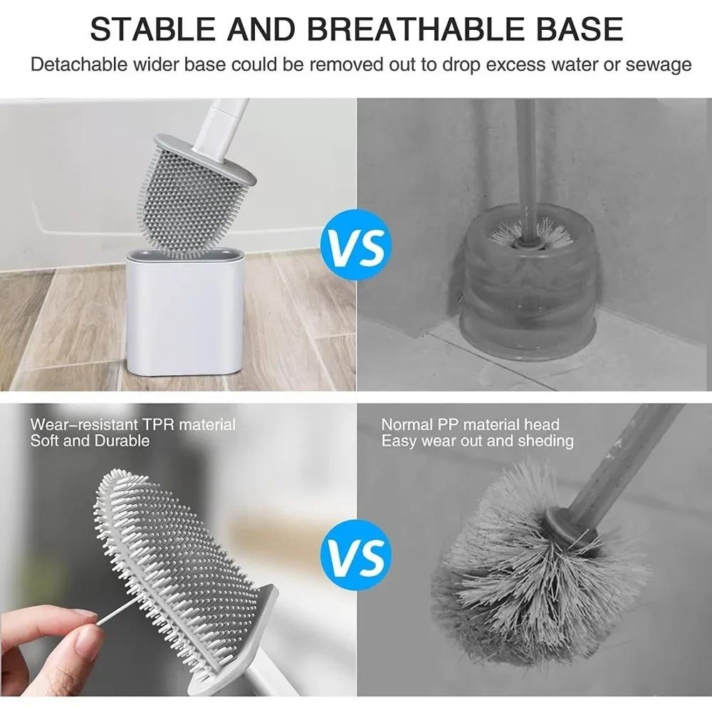 Silicone Toilet Brush Holder Set with Stand Bathroom Cleaning Tool Non Slip Base Brosse Toilette Toilet Brush Home Accessories