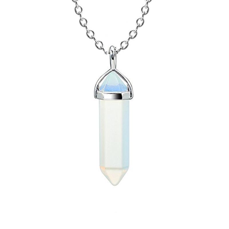 Collar Colgante Hexagonal de Cristal de Piedra Natural - Joyería de Cadena para Clavícula Multicolor