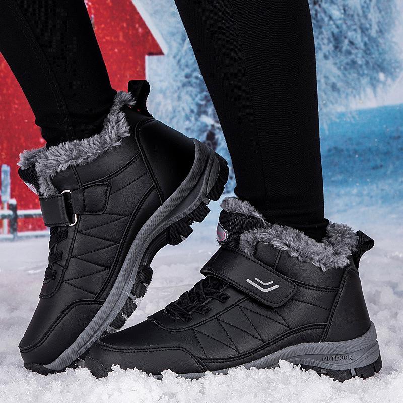 Factory direct sales winter men and women couples new velvet warm thickened non-slip large size snow cotton shoes