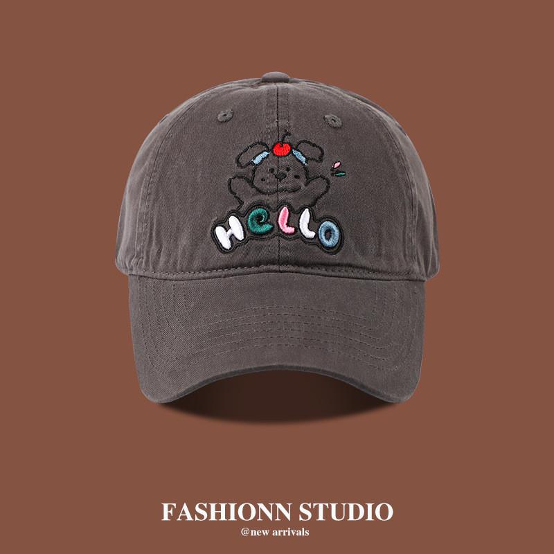 Baseball Cap Simple With Dog And Letter Embroidery Design For Casual Daily