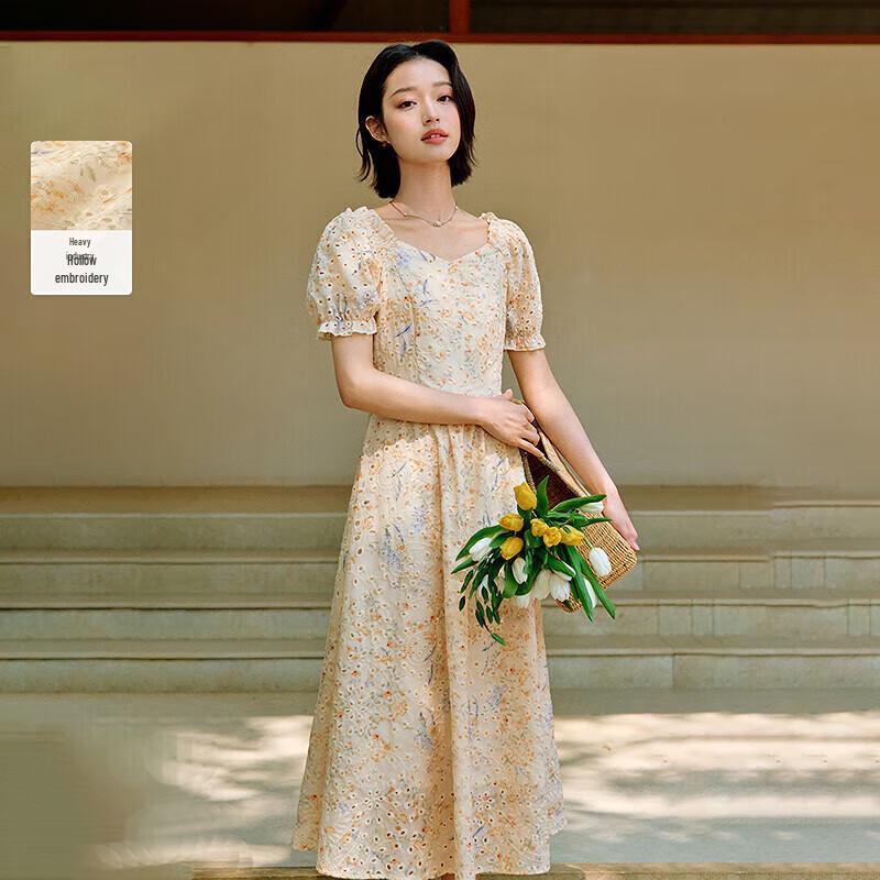 

Inman French Embroidered Hollow Sleeveless Dress S