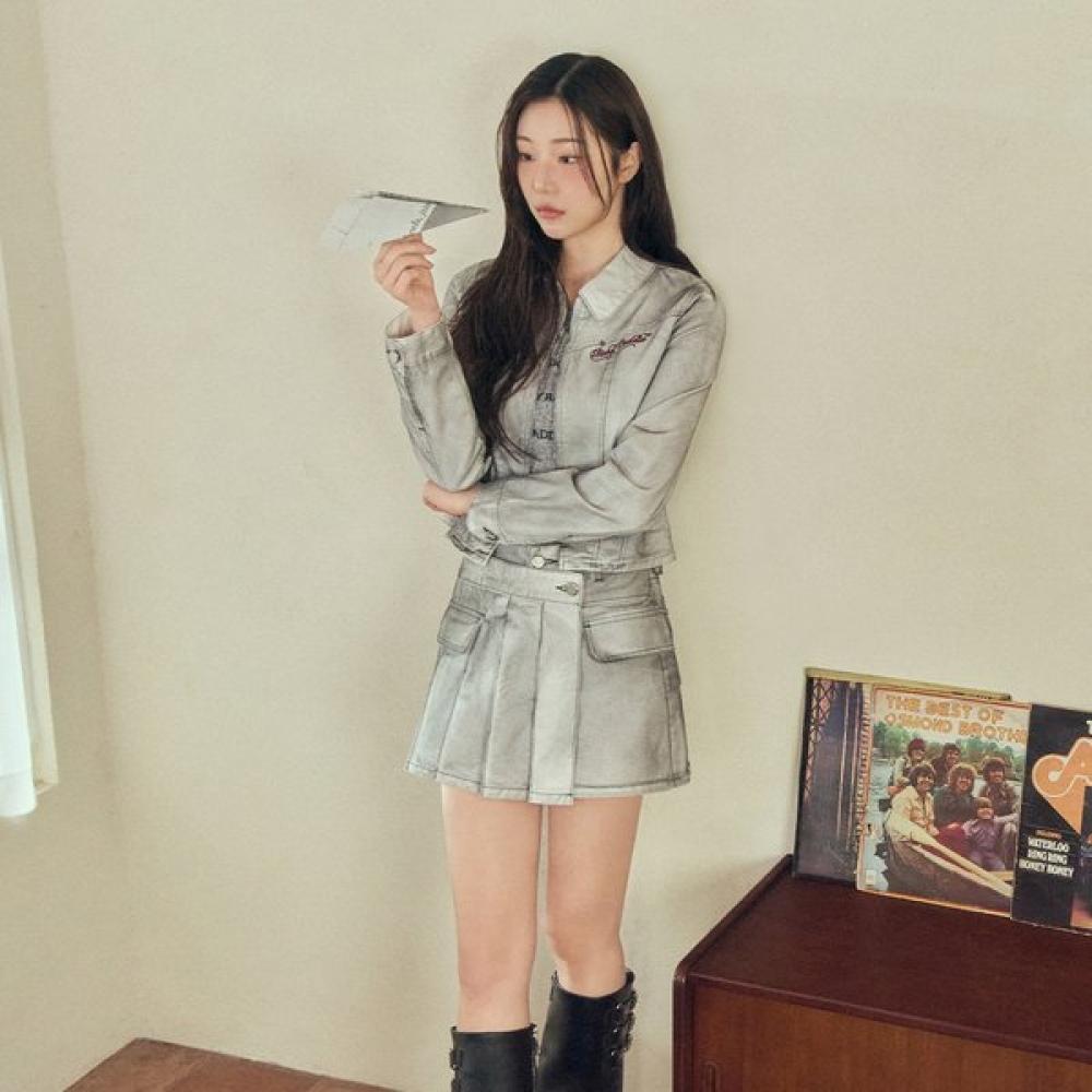 EGOIST Back Lace Up Slim Denim Jacket  Es2dz362 