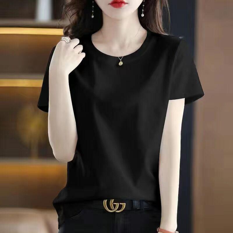 

Станция Национальный Стиль Новый Китайский Стиль Летние Топы с Круглым Вырезом Женские Футболки с Коротким Рукавом Большого Размера Внутренняя Базовая Рубашка Приталенная Футболка Рукав до Локтя Black [pure color]] XL