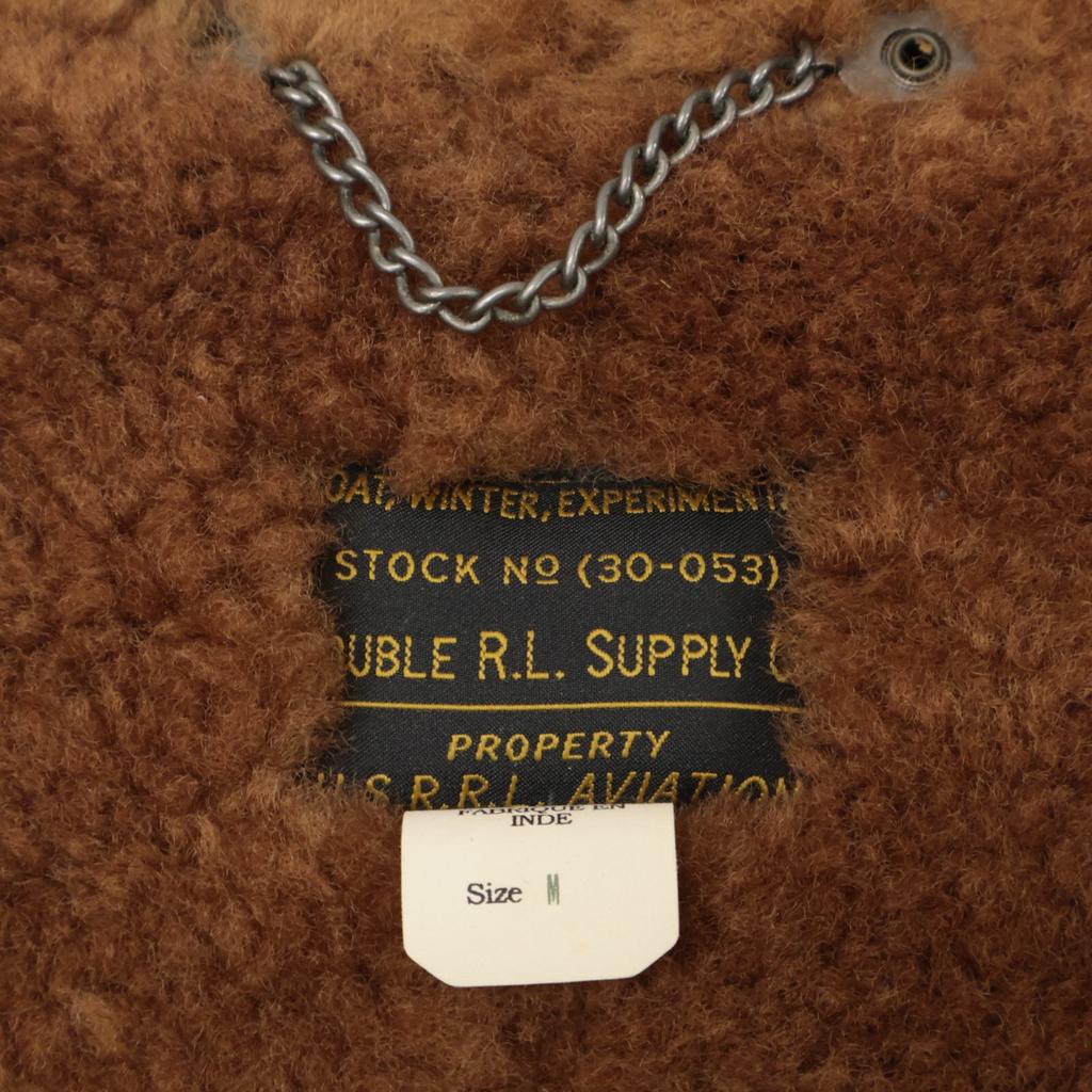 RRL Domestic Genuine Shearling Toggle Mouton Leather Coat M BrownUsed