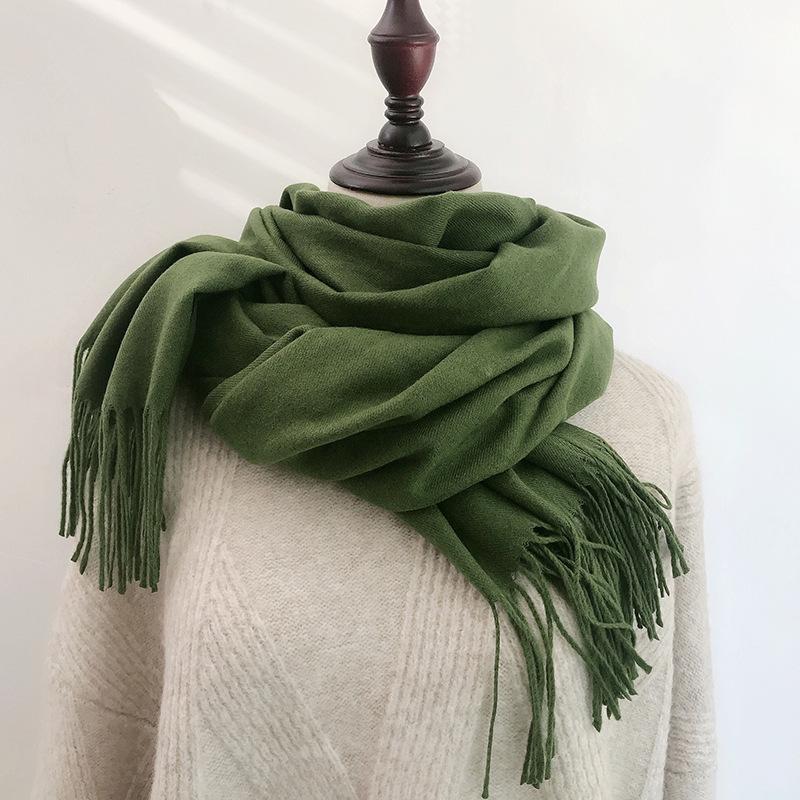 Solid Color Scarf for Women in Winter Korean Style Versatile Student Autumn and Winter Thickened Long Imitation Cashmere Red Men's Scarf Trendy