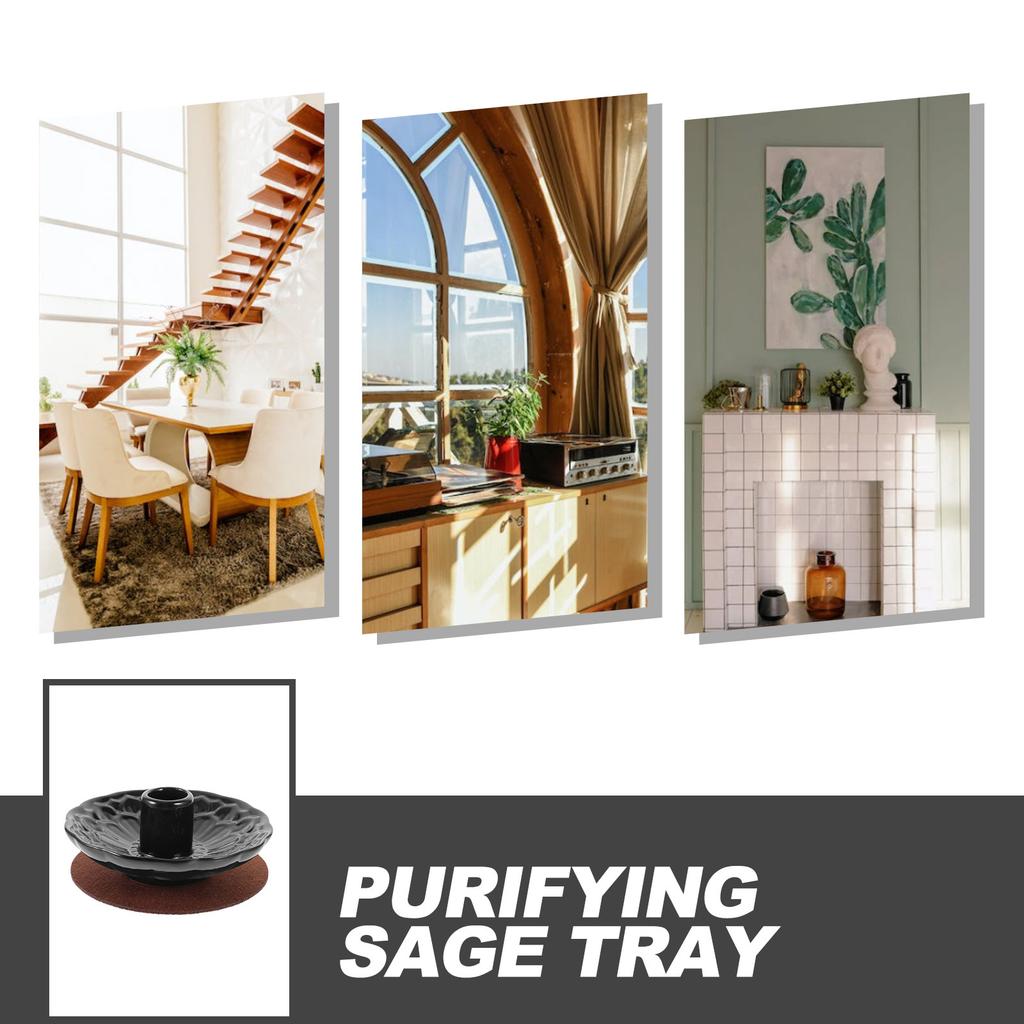1Set Ceramic Purifying Incense Stick Holder Stable Base Modern Style Sage Tray Aromatherapy Wooden Stick Burner Decorative