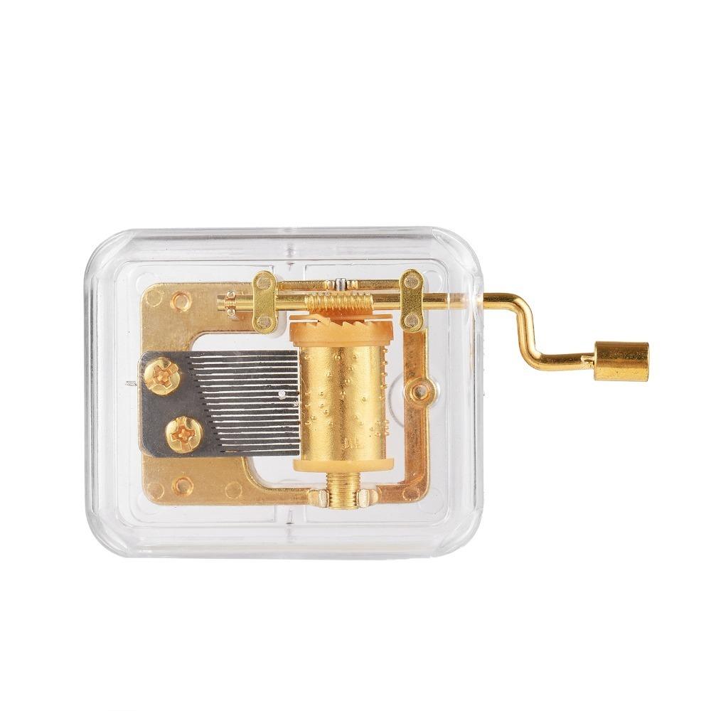 Acrylic+Metal Hand Crank Music Box Compact Size Mechanical Music Box For Music Lover