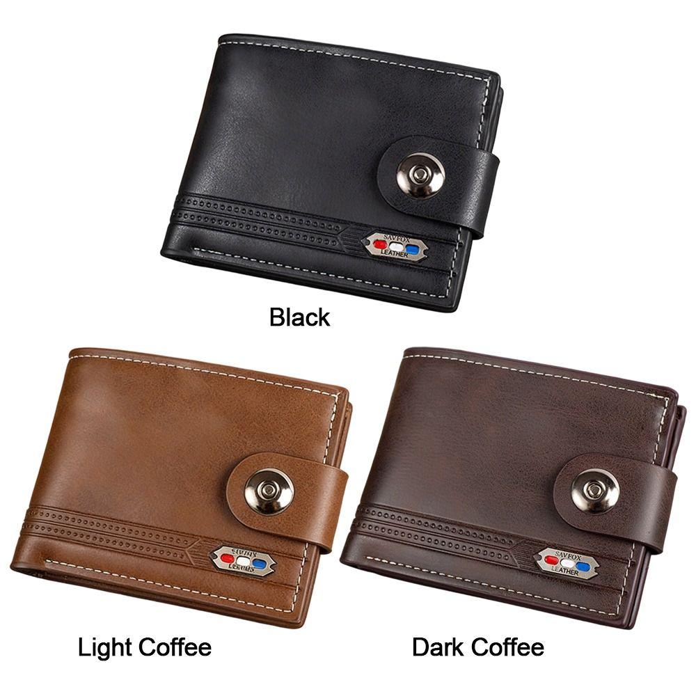 High Capacity Leather Wallet Vintage Style Multiple Card Slots Card Holder Money Clip 2-fold Design Coin Purse Business Use
