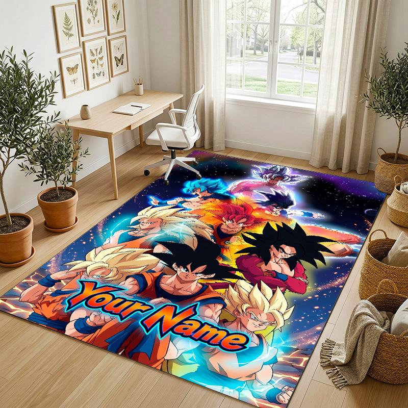 Personalized Crystal Velvet Carpet,Dragon Ball Custom Printed Name, Plush Area Rug For Home Indoor Decor