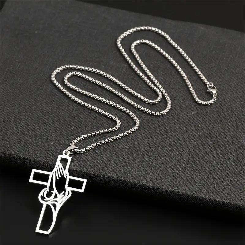 Men's Prayer Cross Pendant Necklace Religious Gift Jewelry Accessory for Men