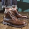 Herren-High-Top-Lederstiefel für Herbst/Winter – US-Größe, trendige mittelhohe Martin-Arbeitsstiefel im britischen Stil