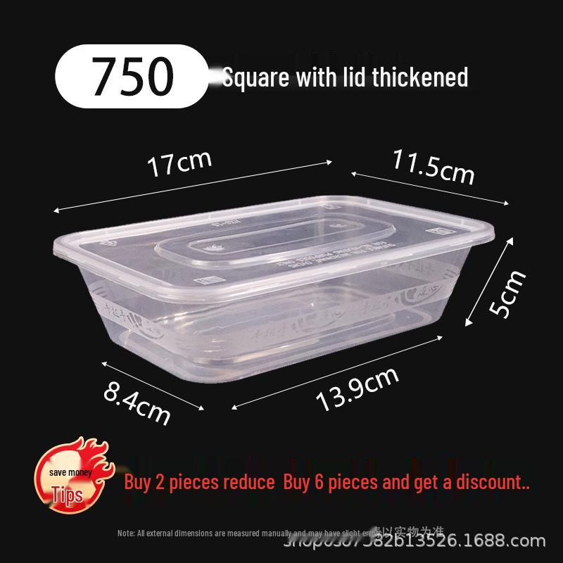 Thick Clear Disposable Rectangular Bento Box with Lid - Food-Grade Plastic