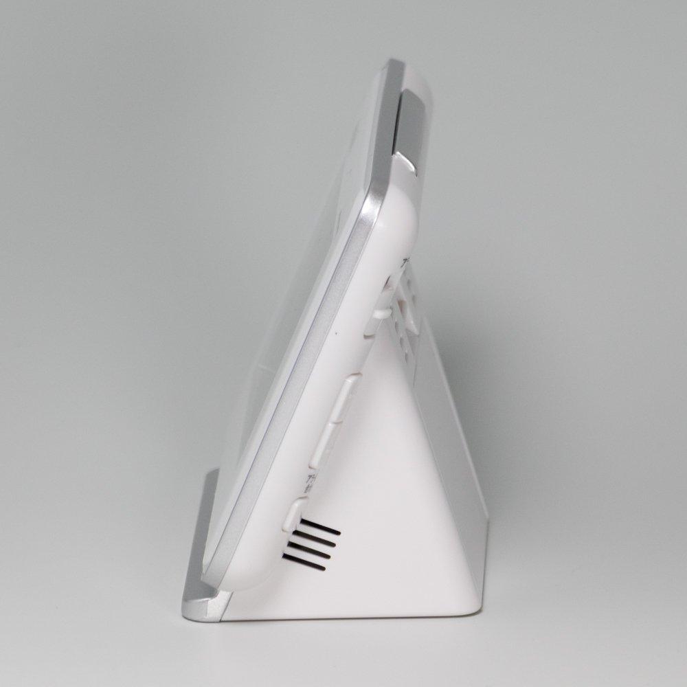 Seiko Clock SQ767W Bílý Digitální Budík s Zobrazením Vlhkosti Rádiem Řízený Dvoukanálový Budík, Kalendář, Teplota,