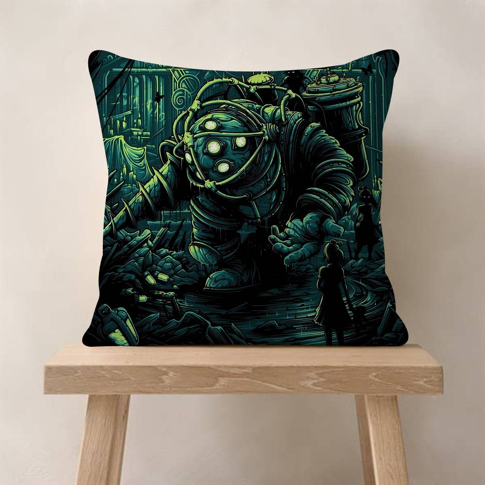 PC BioShock Game Cushion Cover Car Throw Pillow Case For Sofa Car Christmas Gift