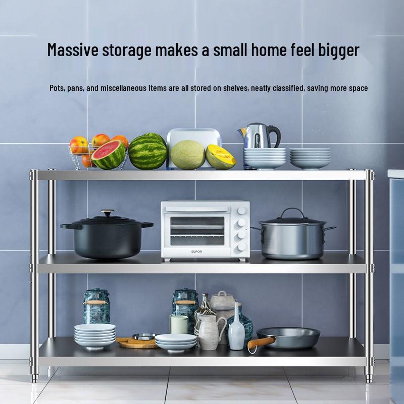 Nerezový kuchyňský úložný stojan pro krájení, odkládání pánví, misek a zeleniny