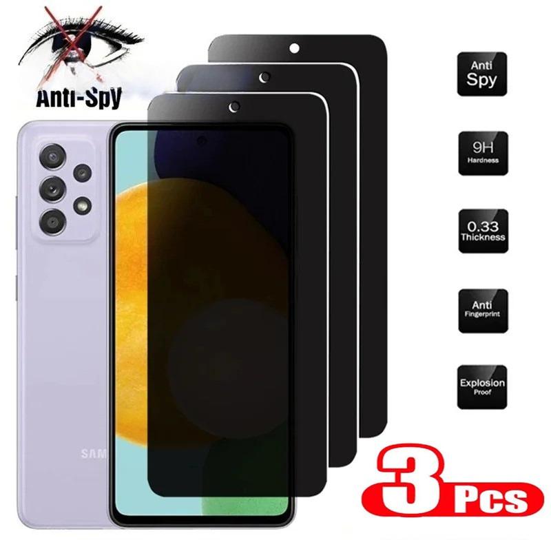 3Pcs Privacy Tempered Glass For Samsung A33 A53 A73 A52 A52s A72 A42 A02s A10 A10s A20 A20s A30 A30s A50s A70 A70s A11 A21 A21s A31 A51 A71 Anti Spy