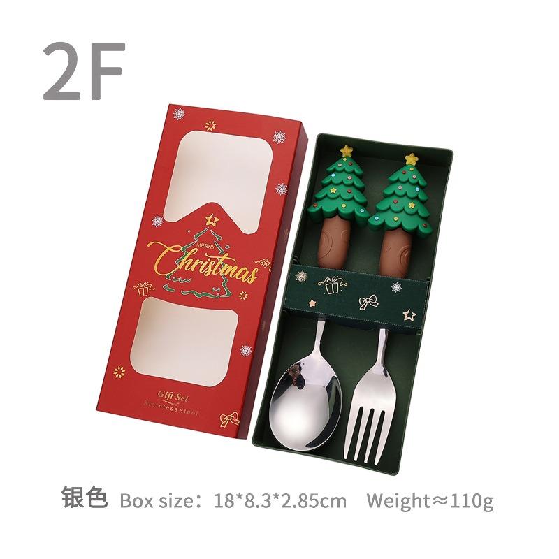 New Christmas Deer Dessert Spoon Set Christmas Tree Spoon Fork Santa Claus Tableware Gift Set Cubiertos De Acero Inoxidable