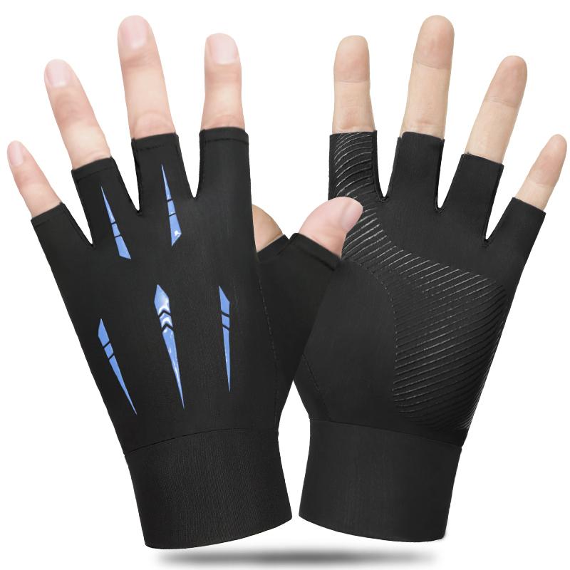 Herrehansker Ice Silk Tynn Pustende Ridehansker Halvfinger Slitasjebestandige kjørehansker