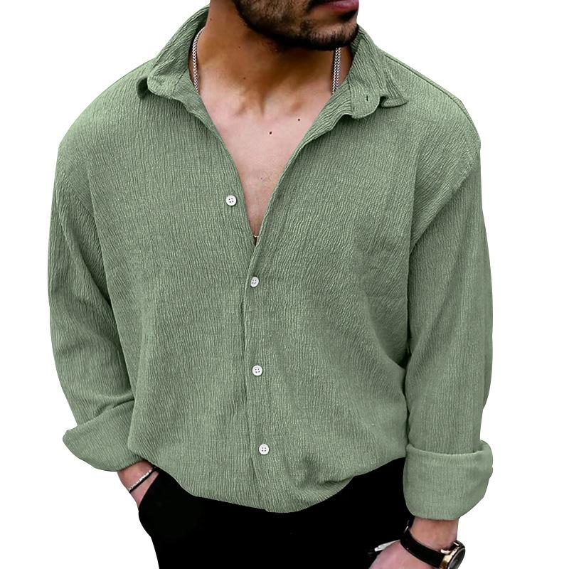 Spring and Autumn New Men's Long-sleeved Shirt Solid Color Casual Lapel Shirt Men