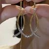 Fashionable and Atmospheric Cross Fish Tail Long Tassel Earrings with A New Temperament, High-end and Light Luxury Earrings and Earrings
