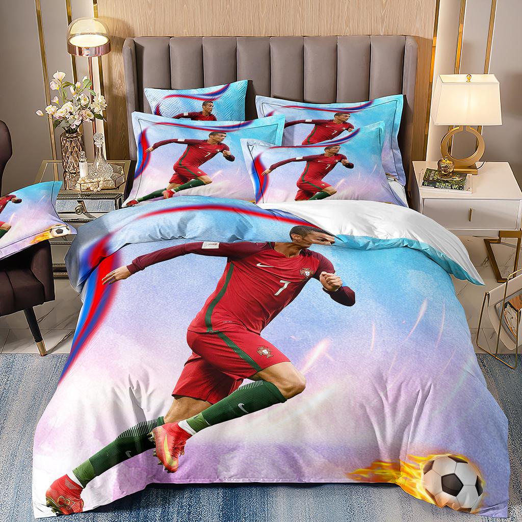 Bettbezug Luxuriös Fußballstar Cri-stiano Ronaldo Druck Bettwäsche Set Bettbezug Bett Jugend Kinder Mädchen Jungen Geburtstagsgeschenk