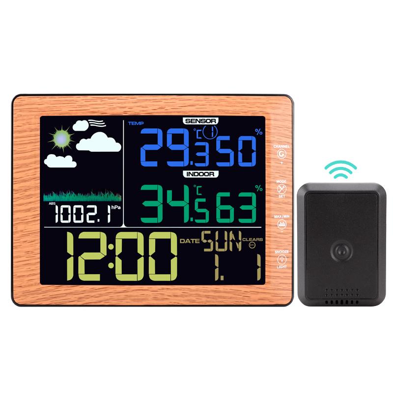 TS-8210 Color Screen Wireless Weather Clock Indoor Outdoor Thermometer Hygrometer Wall Clock