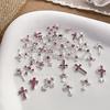 Pink Rhinestone Cross Nail Art Decorations: Multiple Styles of Wearable Metal Nail Accessories