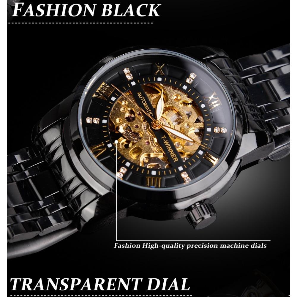 T-Winner Reloj mecánico automático impermeable mecánico hueco