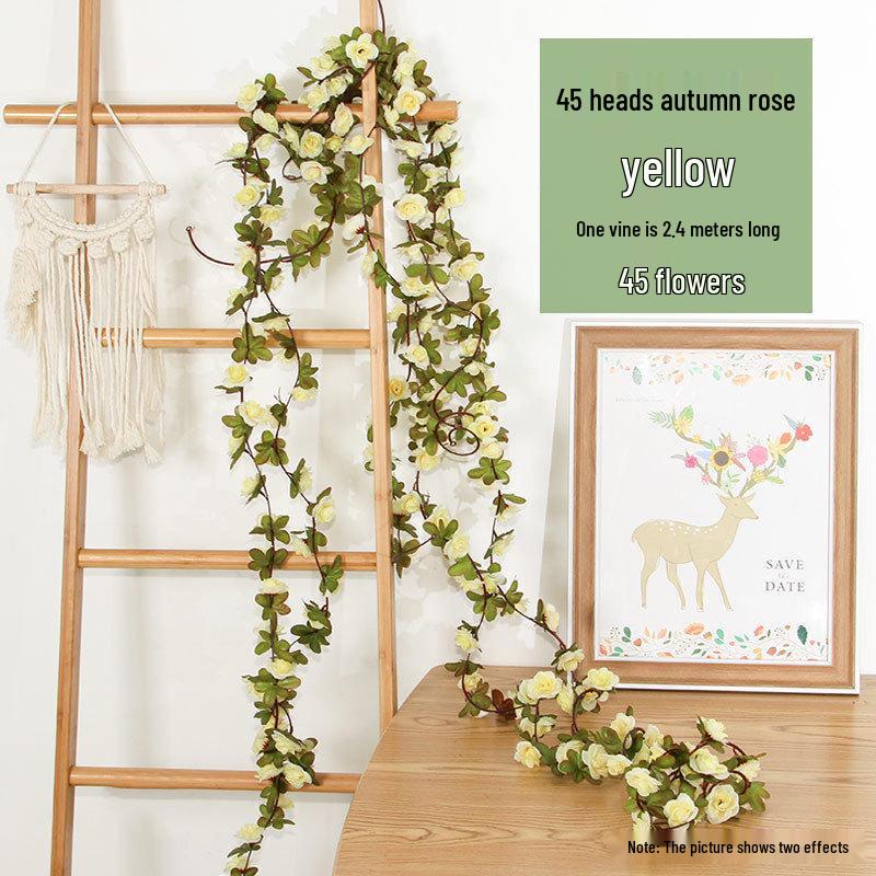Two-Color Peony Rose Vine with 45 Heads for Air Conditioner Concealment and Soft Decoration