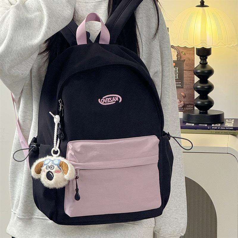 Schoolbag new large-capacity Korean version of simple college student lightweight schoolbag junior high school senior feeling contrasting color 