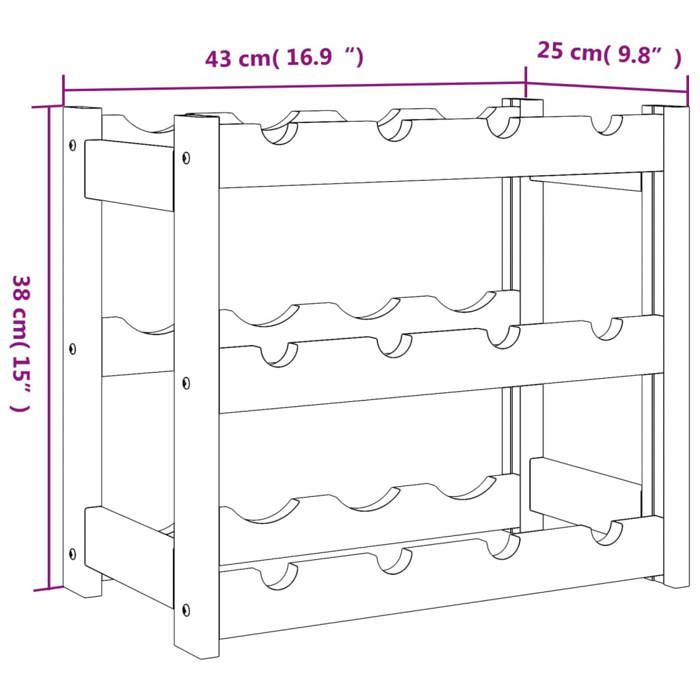 VidaXL Bottle Rack for 12 Bottles Grey Solid Pine Wood 373377