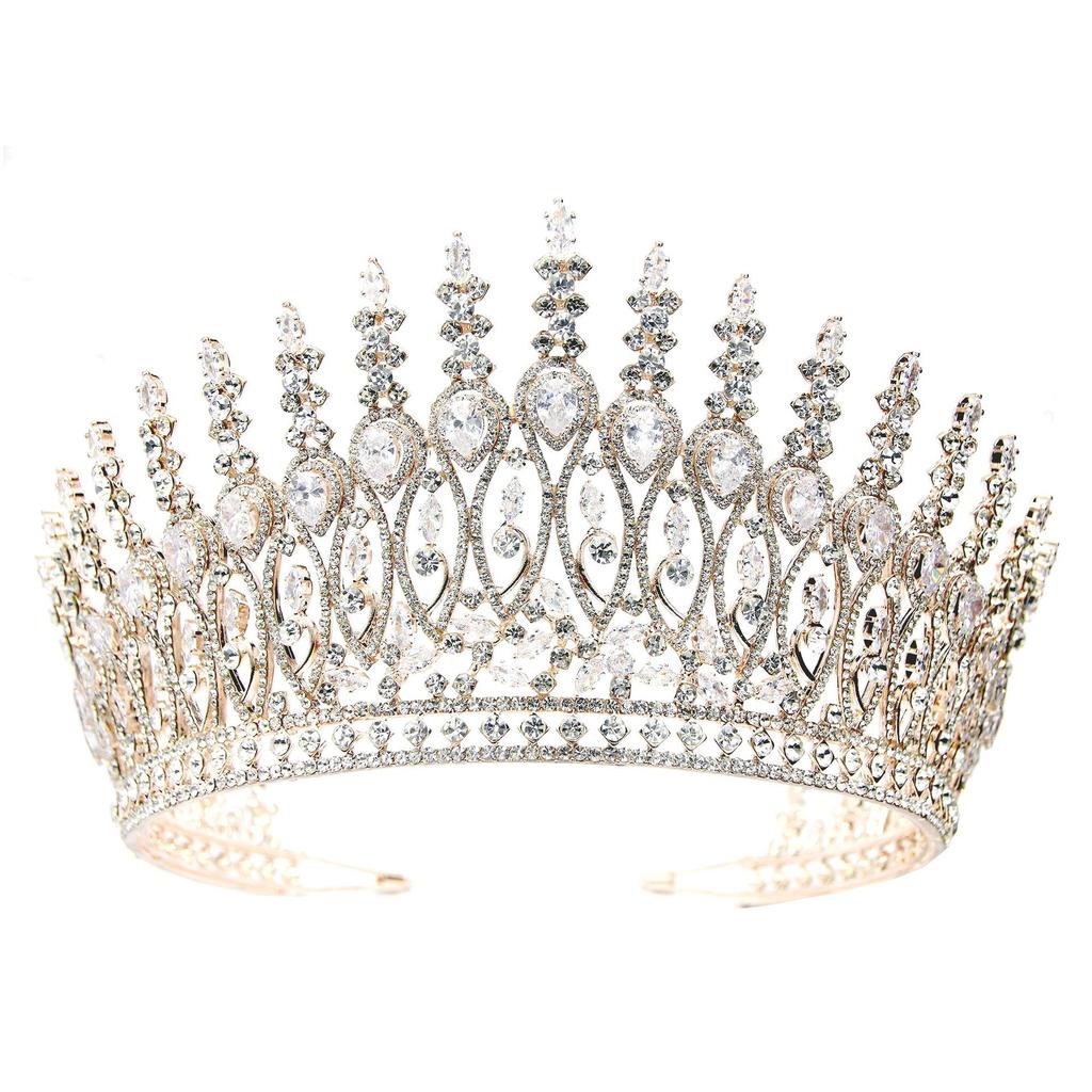 New Luxury Summer Oversized Bridal Crown Headpiece, Princess Crown Wedding Hair Accessory