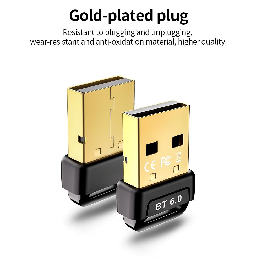 USB Bluetooth 6.0 Adapter Wireless Audio Receiver Transmitter Bluetooth 6.0 Dongle for PC Laptop Keyboard Mouse Headphone Speak