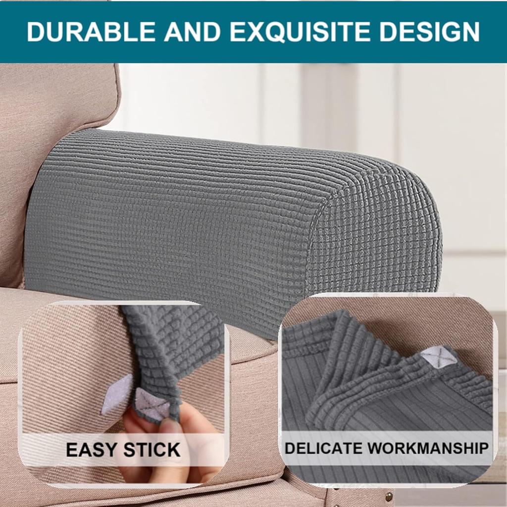 Stretch Armrest Covers (Set of 2) – Anti-Slip Spandex Jacquard Furniture Protectors for Chairs, Sofas & Recliners – Washable & Durable Slipcovers