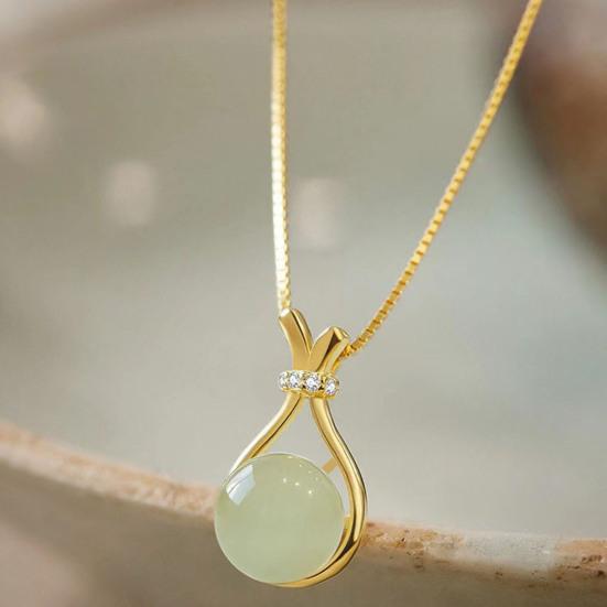 Bead Lucky Bag Rhinestones Women Inlaid Necklace Shining Pendant Adjustable Female Elegant Necklace Accessories