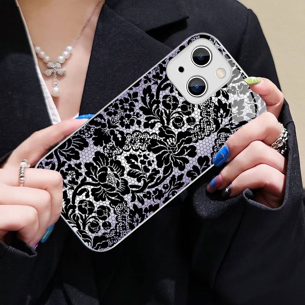 Lace Style Tempered Glass For Iphone 14 13 12 11 Pro Mini XS MAX 14Plus X XS XR Cover