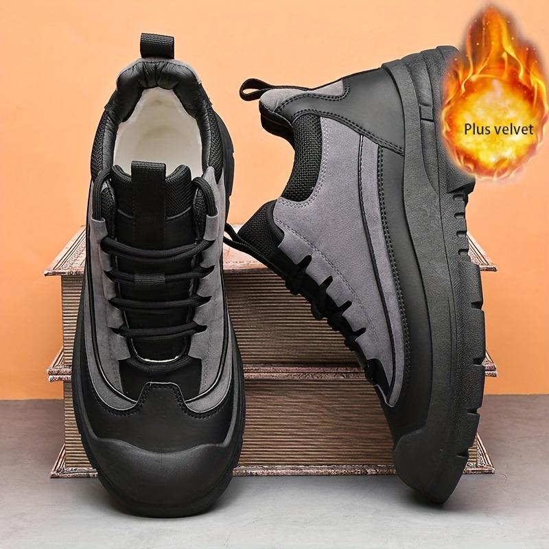 Fashionable and Versatile Snow Boots for Men, Winter Plush Warm High Top Cotton Shoes, Outdoor Non Slip Workwear Boots