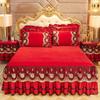 Thick Bed Skirt Three-Piece Winter Crystal Velvet Fleece-Lined Quilted Bedspread Quilt Cover Velvet Bed Skirt
